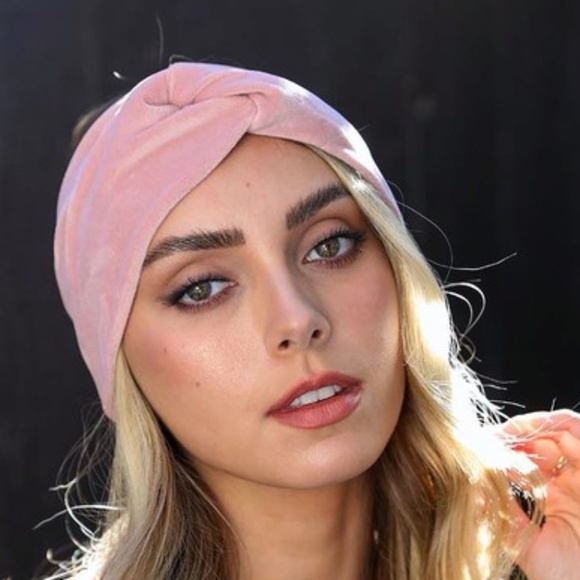 Blush Twisted Wide Velvet Headband - Picture 1 of 5